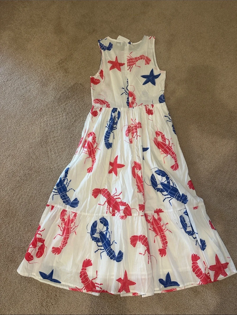 J. Crew White Dress with Red Lobster & Blue Print - Picture 7 of 7